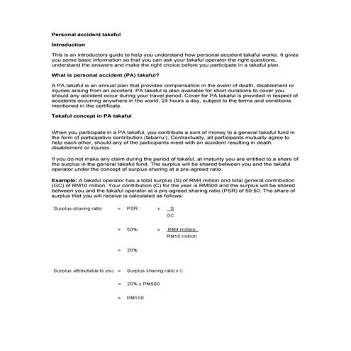 Personal Accident Takaful