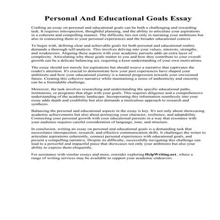 Personal And Educational Goals Essay
