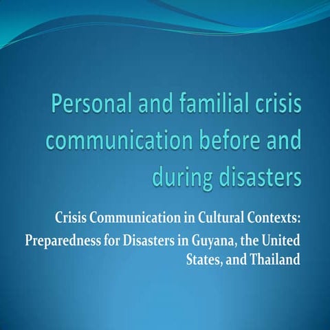 Personal and familial crisis communication before and during