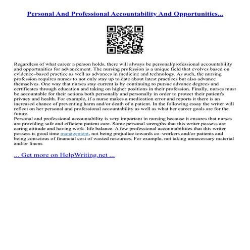Personal And Professional Accountability And Opportunities... | PDF