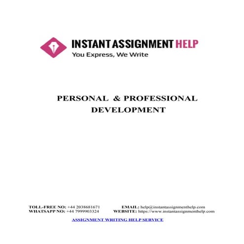 Personal and Professional Development Sample Assignment | PDF ...