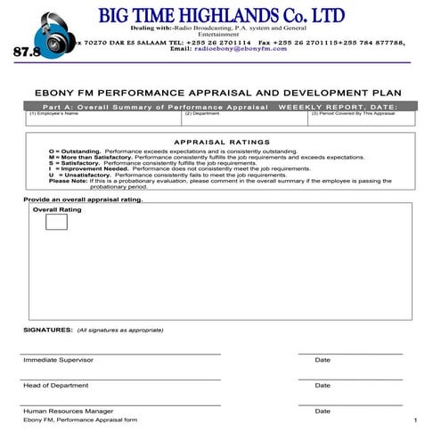 Personal appraisal form