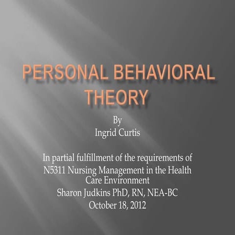 Personal behavioral theory | PPT