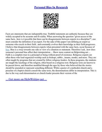 Personal Bias In Research