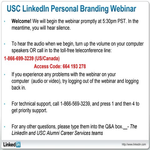 Personal Branding - LinkedIn USC Webinar