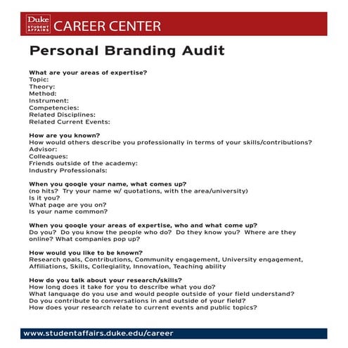 Personal branding audit