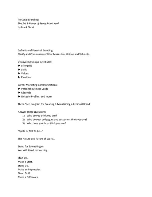 Personal branding copy headings