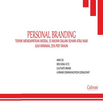 Personal branding: Sukses mendapatkan modal min Rp. 15 M dalam 1 hari atau na...