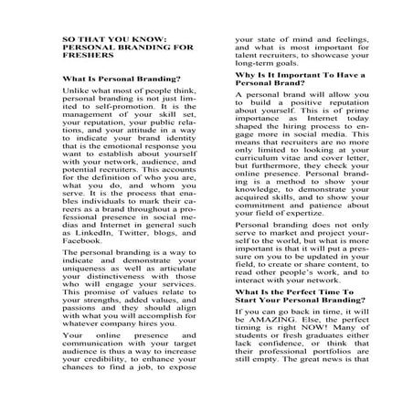 Personal branding for freshers