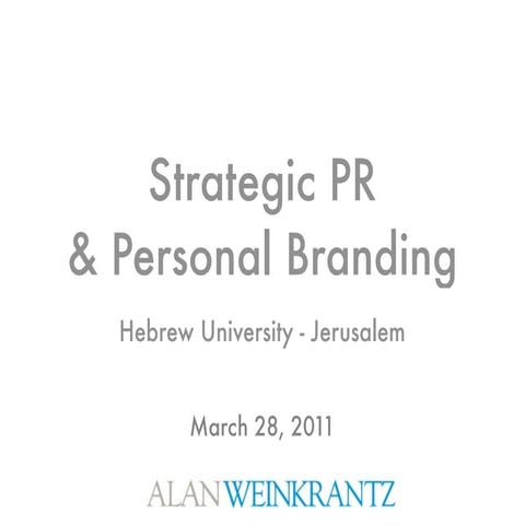 Personal Branding & Entrepreneurship - Hebrew Univ Jerusalem