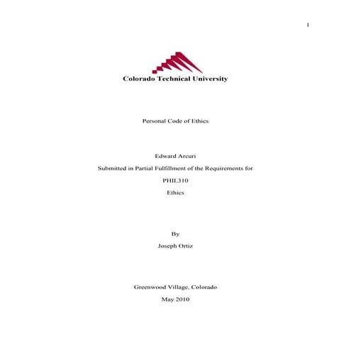 Personal Code Of Ethics