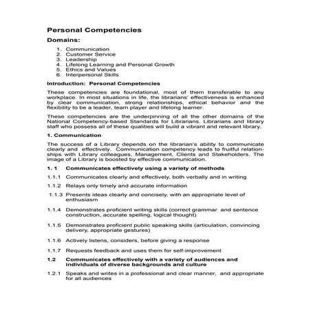 Personal competencies