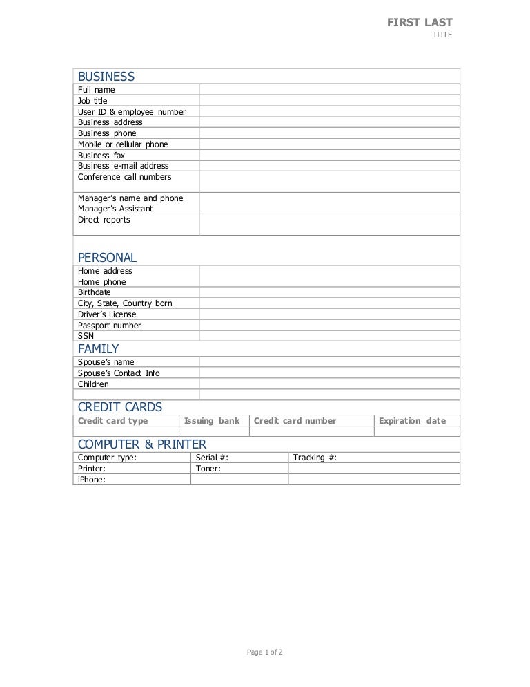 new hire personal information form personal contact information form