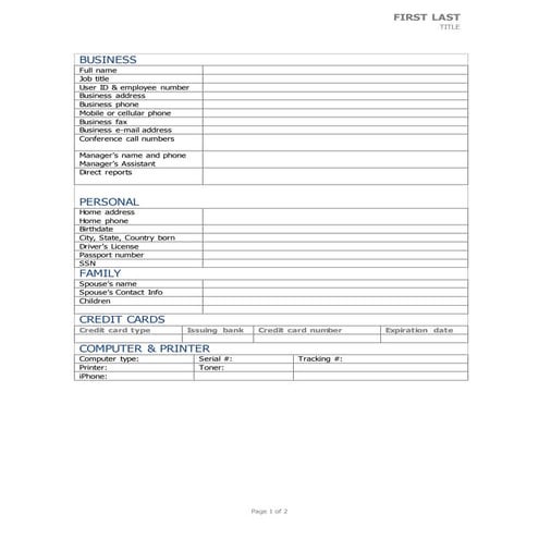 New Hire Personal Information Form