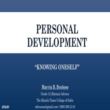 Personal development lesson 1 | mbronoso | PDF | Educational Assessment ...