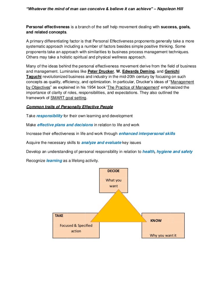 Personal effectiveness 1
