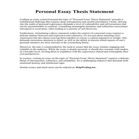 Personal Essay Thesis Statement. Faulkner University