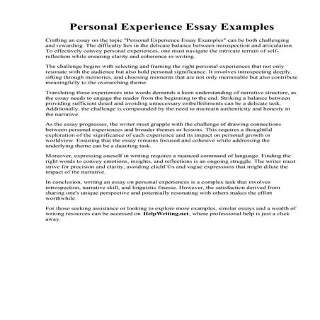 Personal Experience Essay Examples