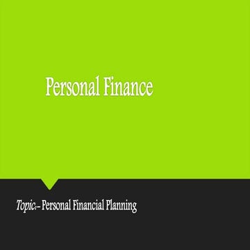Personal finance planning