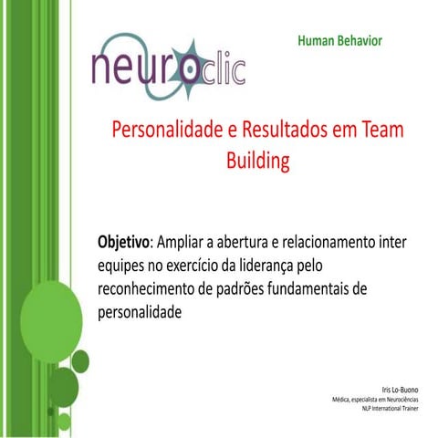 Personalidade e Resultados em Team Building