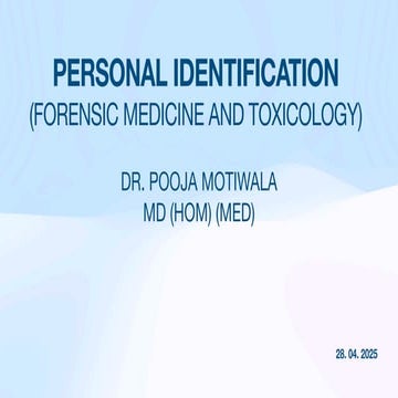 PERSONAL IDENTIFICATON (detail) forensic medicine and toxicology