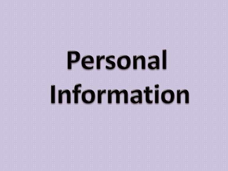 personal information questions