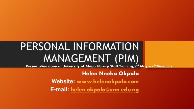 Personal information management (PIM)