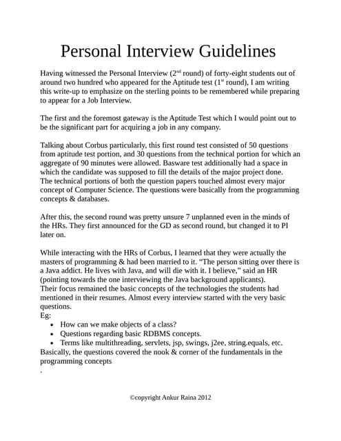 interview guidelines