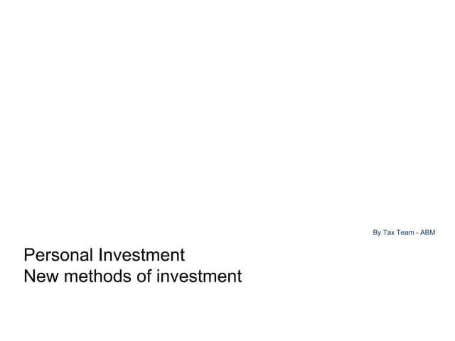 Personal investment