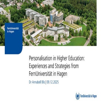 Personalisation in Higher Education - Experiences and Strategies from FernUni...