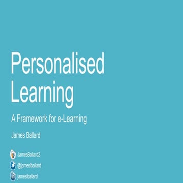 Personalised Learning ICEM 2013 Workshop