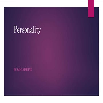 Personality an Essay,Article, Presentation