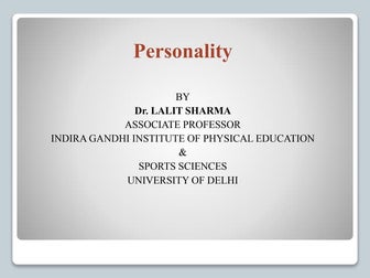 01 Personality Organization Behaviour Ppt