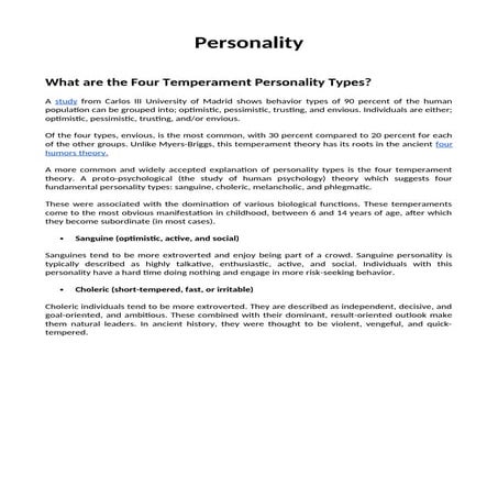 Personality types is very vital for each and every person. It helps a person ...