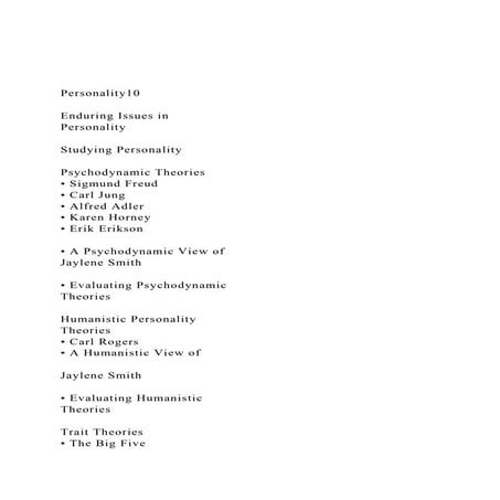 Personality10Enduring Issues inPersonalityStudying P.docx
