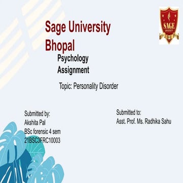 Personality Disorder And Their Roles Pptx