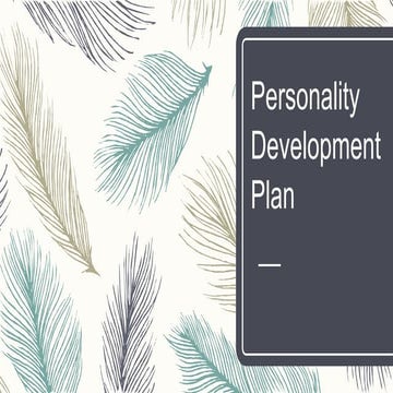 Personality development plan
