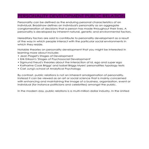 Personality development public relation