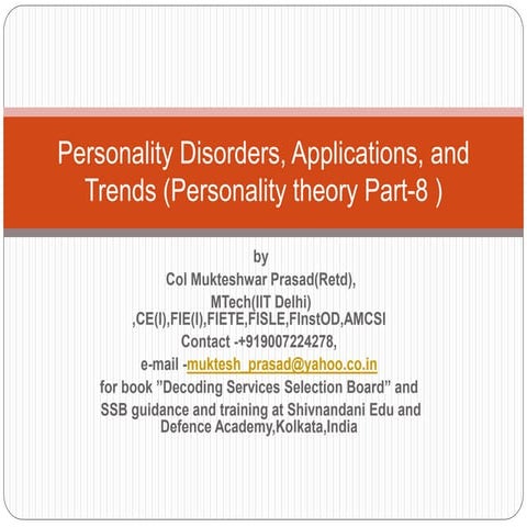 Personality disorder application and trend