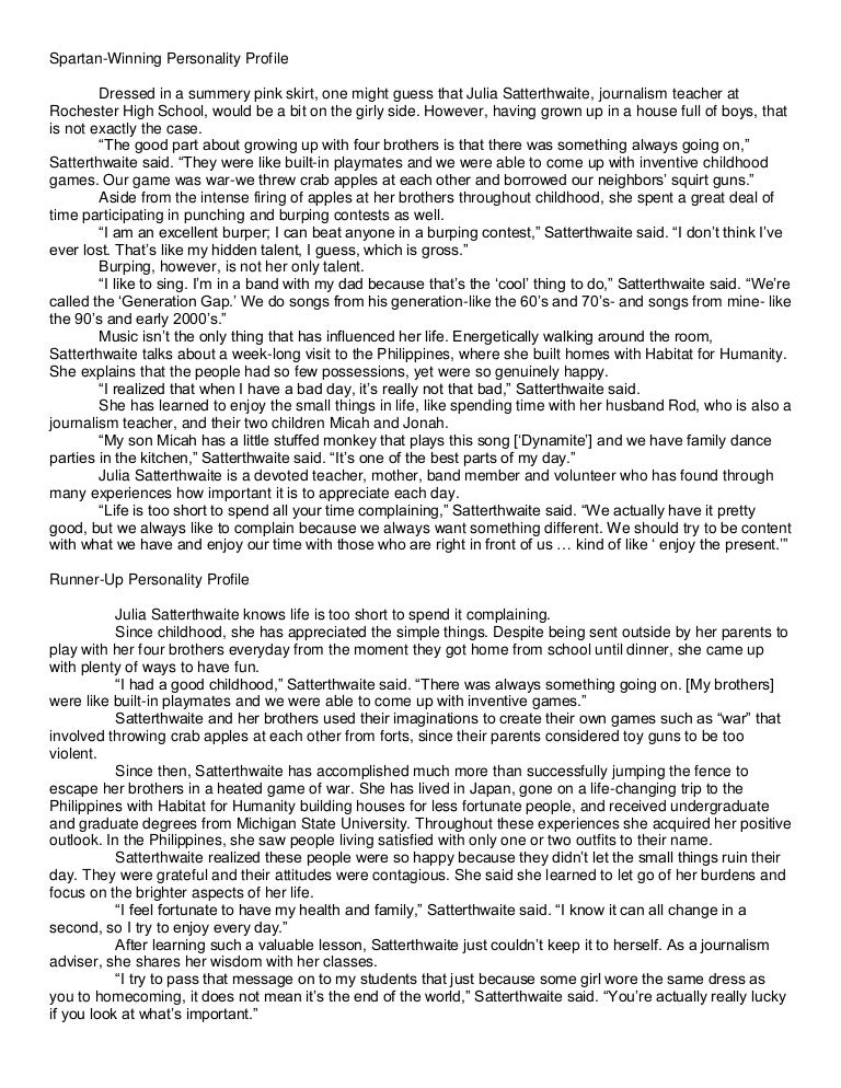 Personality profile samples