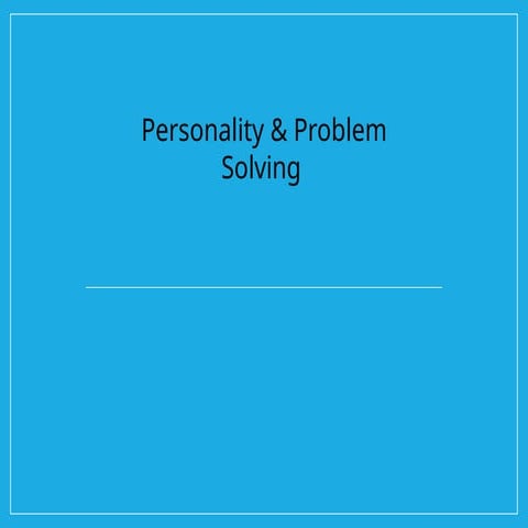 Comprehensive Insights into Personality and Problem Solving Strategies ...