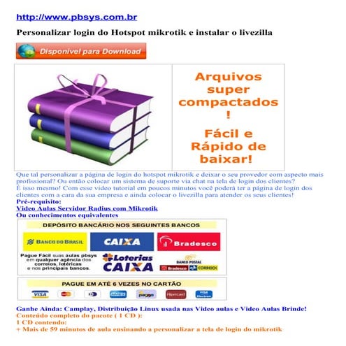 Personalizar login do hotspot mikrotik e instalar o livezilla