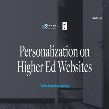 Personalization on Higher Education Websites – The New Competitive Advantage