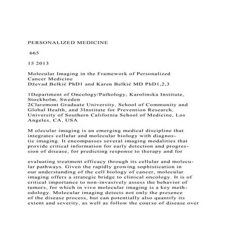 PERSONALIZED MEDICINE 66515 2013Molecular Imaging .docx