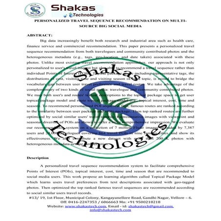 Personalized travel sequence recommendation on multi source big social media