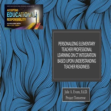 Personalizing Elementary Teacher Professional Learning on CT Integration