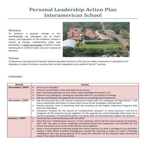 Leadership Action plan Interamerican School
