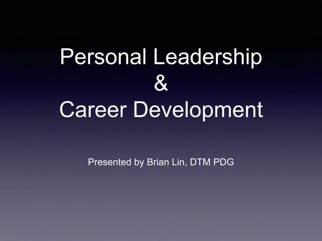 Personal leadership & Career Development