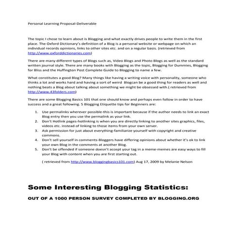 Personal learning proposal