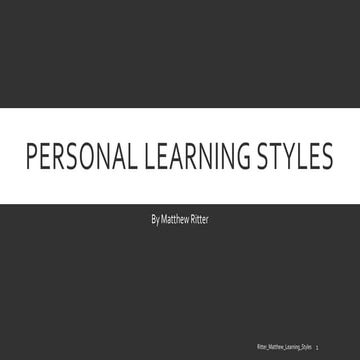 Personal learning styles